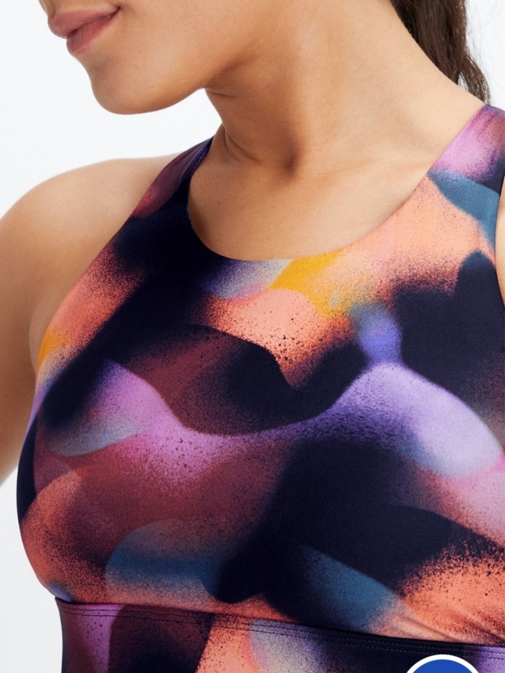 Fabletics High-Neck, No Bounce Abstract Print Sports Bra